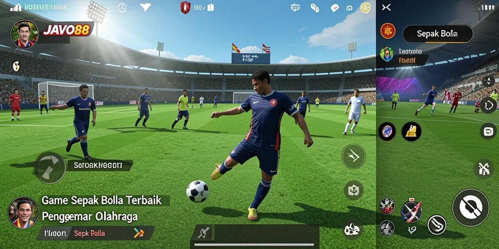 Tampilan antarmuka <strong>JAVO88</strong> yang menarik dengan fokus pada Sepak Bola.