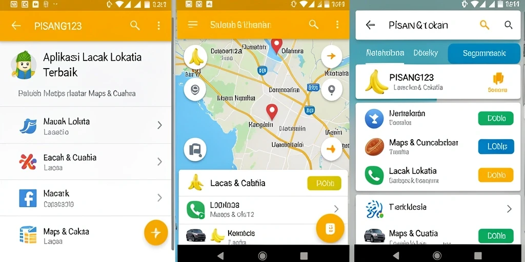 Tampilan antarmuka pengguna PISANG123 dengan fitur Lacak Lokasi.