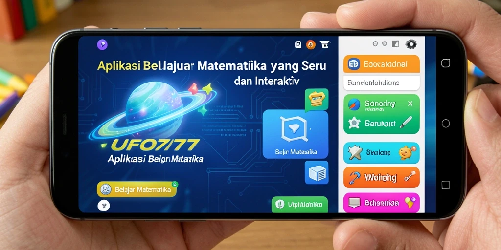 Tampilan antarmuka aplikasi UFO777 yang menarik untuk belajar matematika.