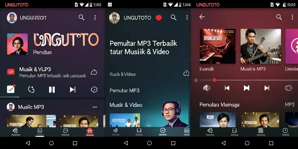 Tangkapan layar utama UNGUTOTO menampilkan antarmuka Pemutar MP3 yang intuitif.