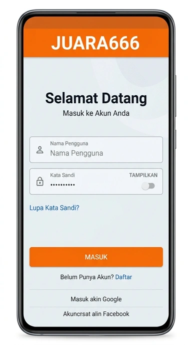 Tampilan halaman login juara666